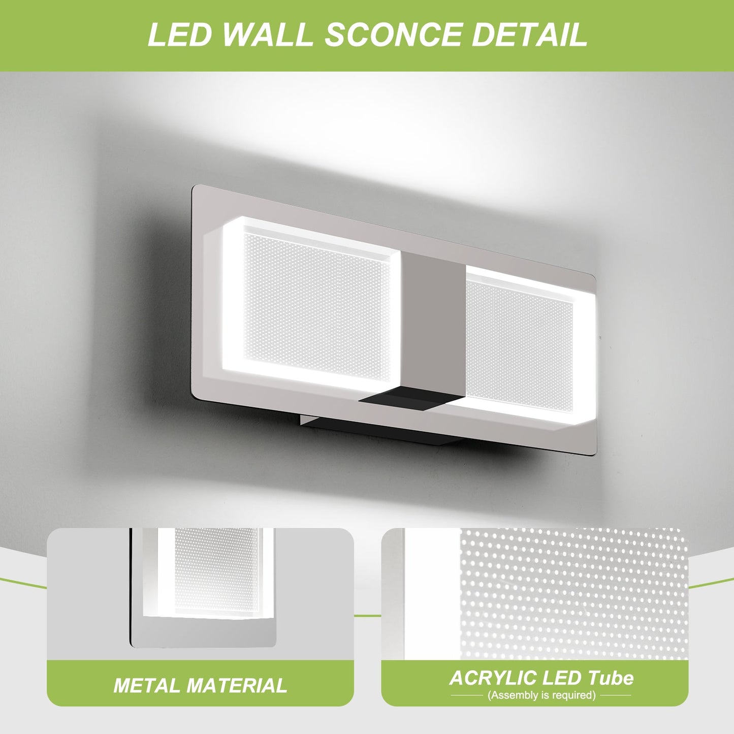 LED Wall Mounted Light Modern Indoor Dimmable Wall Light Fixture 2-pack - okeli lights