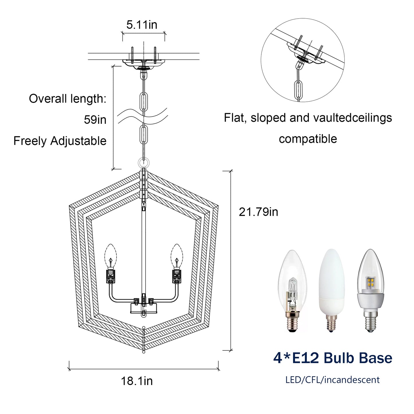 Matte Black Gold Chandelier for Dining Room 4-Light Kitchen Light Fixture Metal Industrial - okeli lights