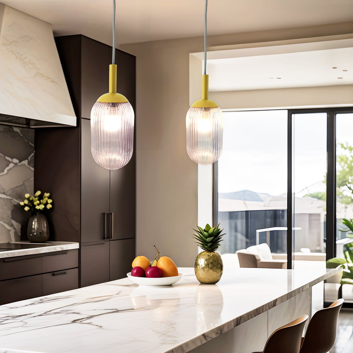 Mid-Century Modern Classic Pendant Lamp Gold and Clear Glass - okeli lights