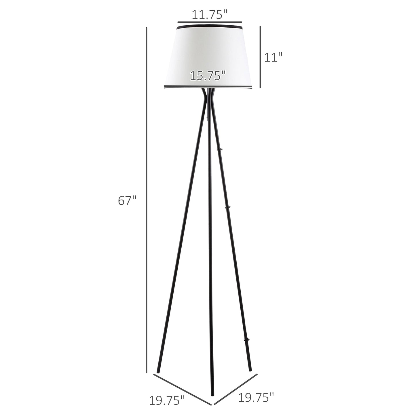 Modern Tripod Floor Lamp Free Standing Land Lamp Steel Frame Footswitch Fabric Lampshade and E26 Base - okeli lights