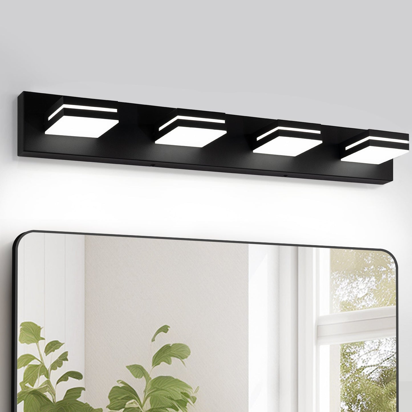 Modern Bathroom Light Fixtures Dimmable 4 Light Black Bathroom Vanity Light 360°Rotatable - okeli lights