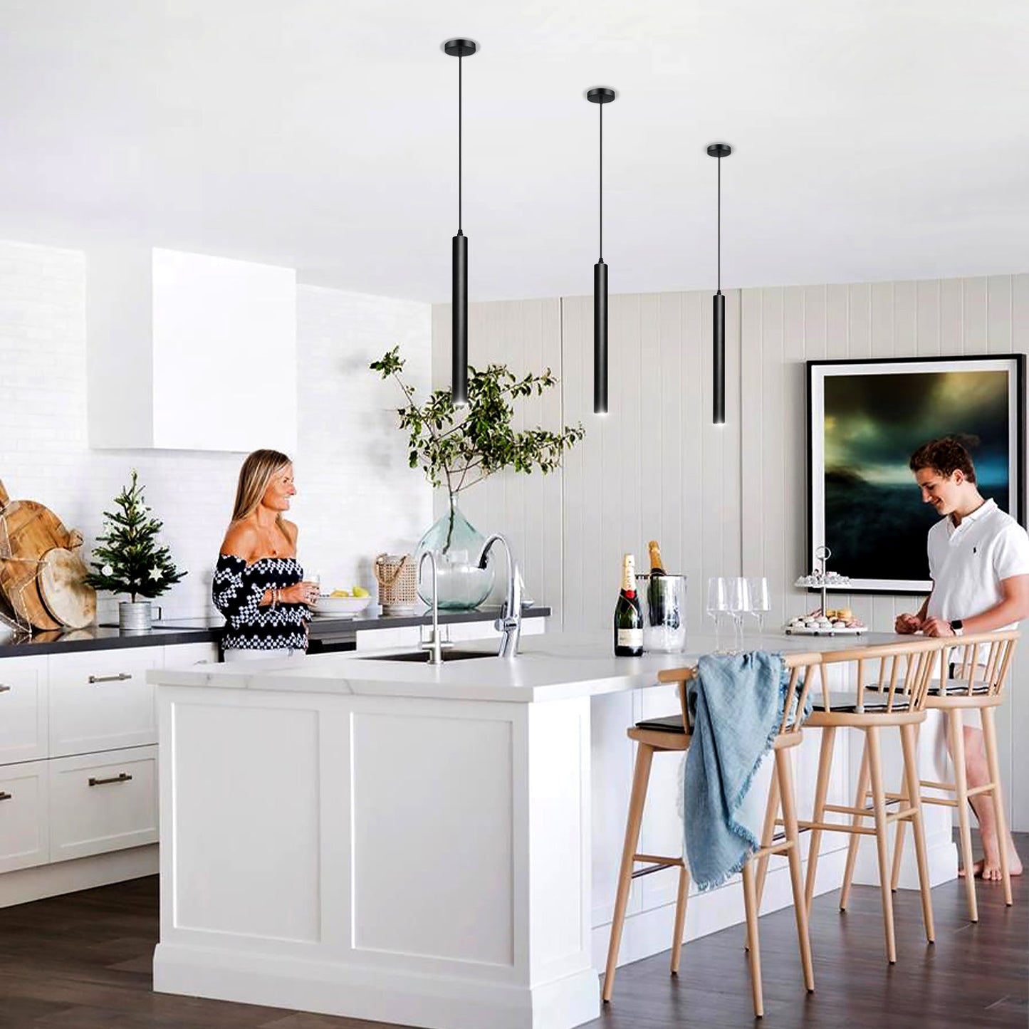 OKELI Black Pendant Light 3-Color Fixture for Kitchen Island Bar 3-Pack - okeli lights