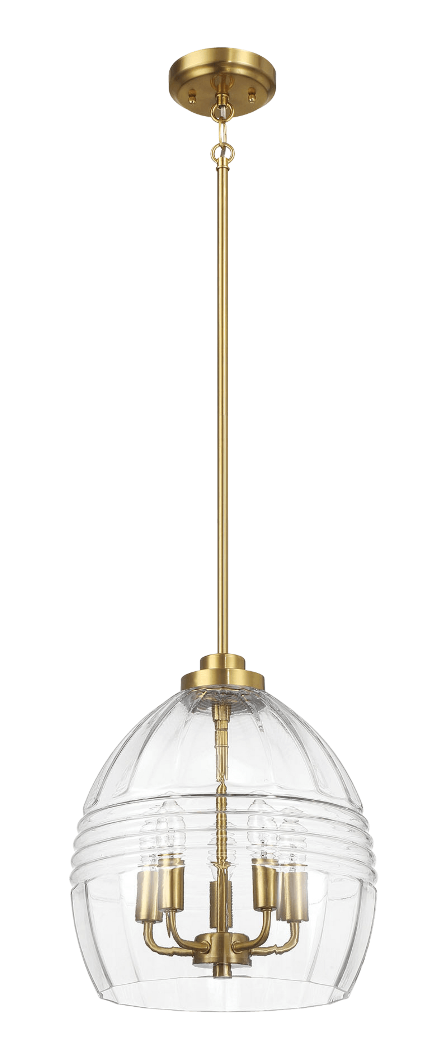 Pendant Chain Hanging Light with Clear Glass Satin Brass - okeli lights