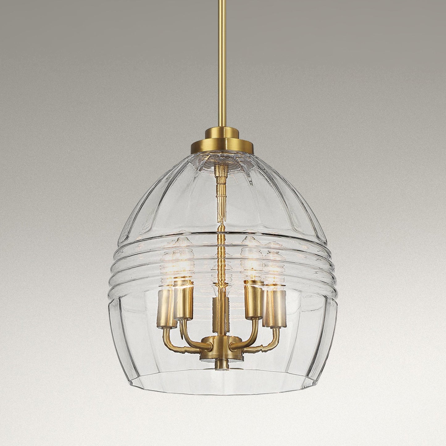 Pendant Chain Hanging Light with Clear Glass Satin Brass - okeli lights