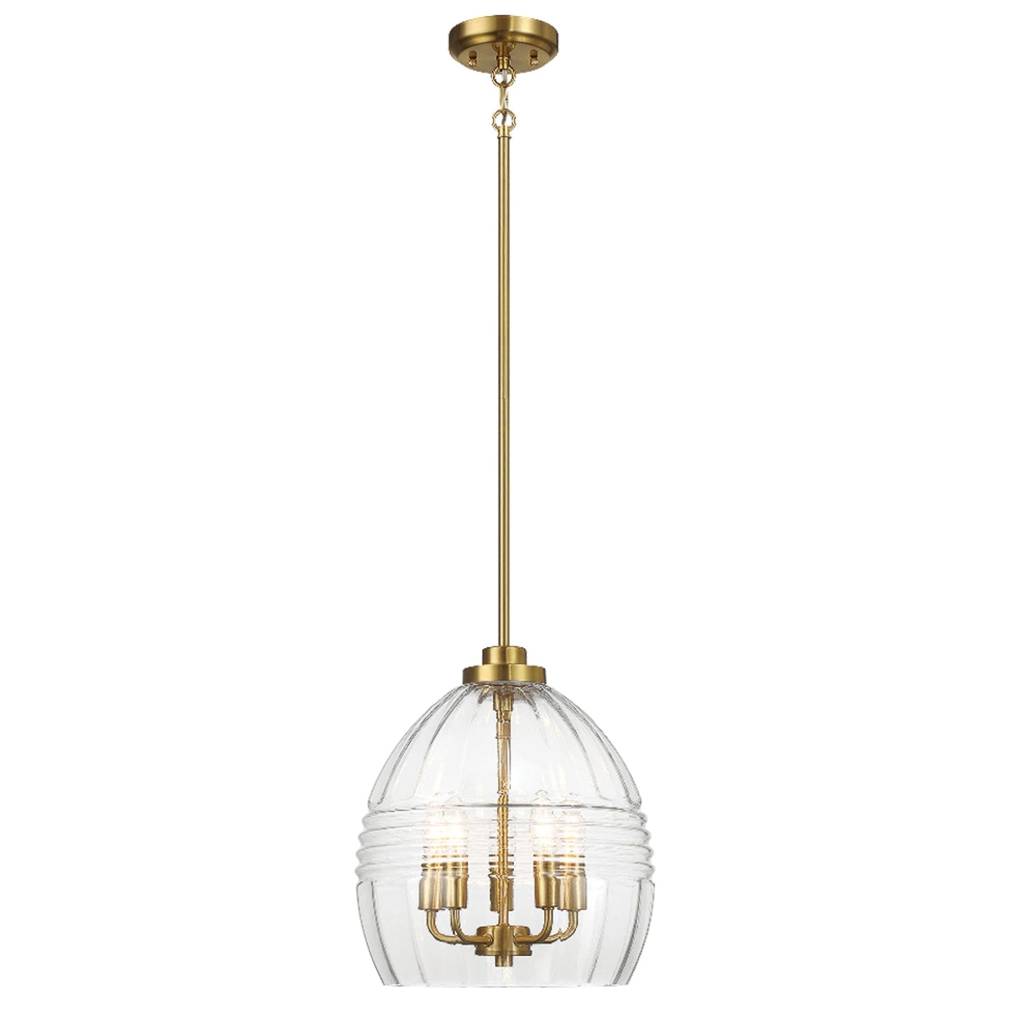 Pendant Chain Hanging Light with Clear Glass Satin Brass - okeli lights