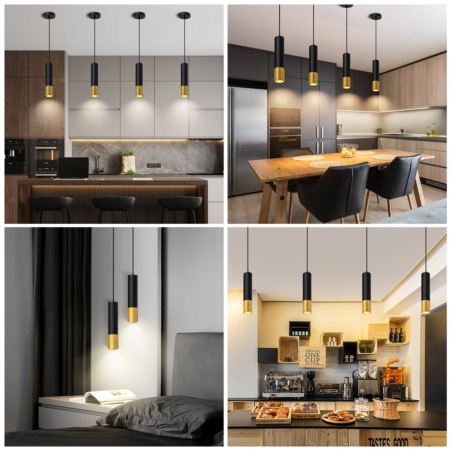LED Pendant Light Black and Glod Fixtures for Kitchen Island and Bar 3-Color 2700K-6000K ETL - okeli lights