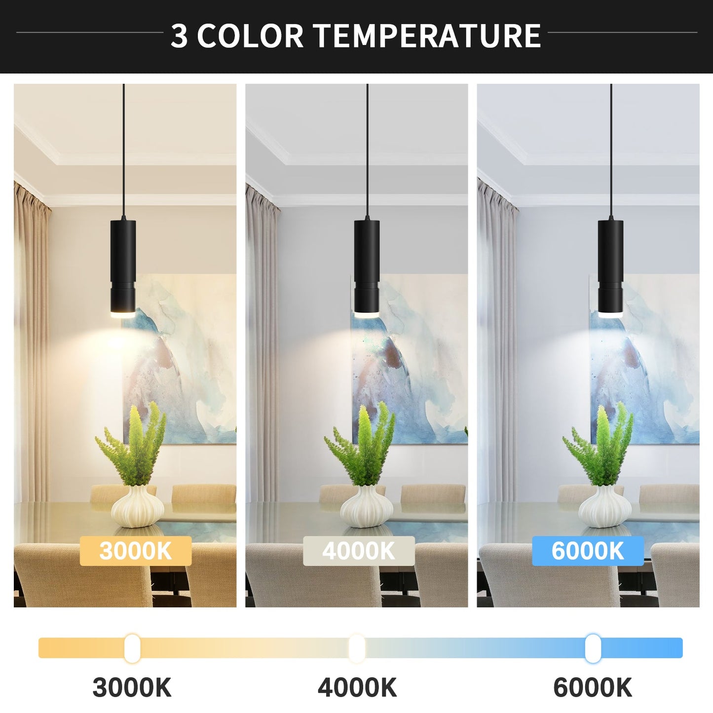 OKELI Pendant Lights 3-Color Unique LED for Kitchen Island Bar 3-Pack - okeli lights