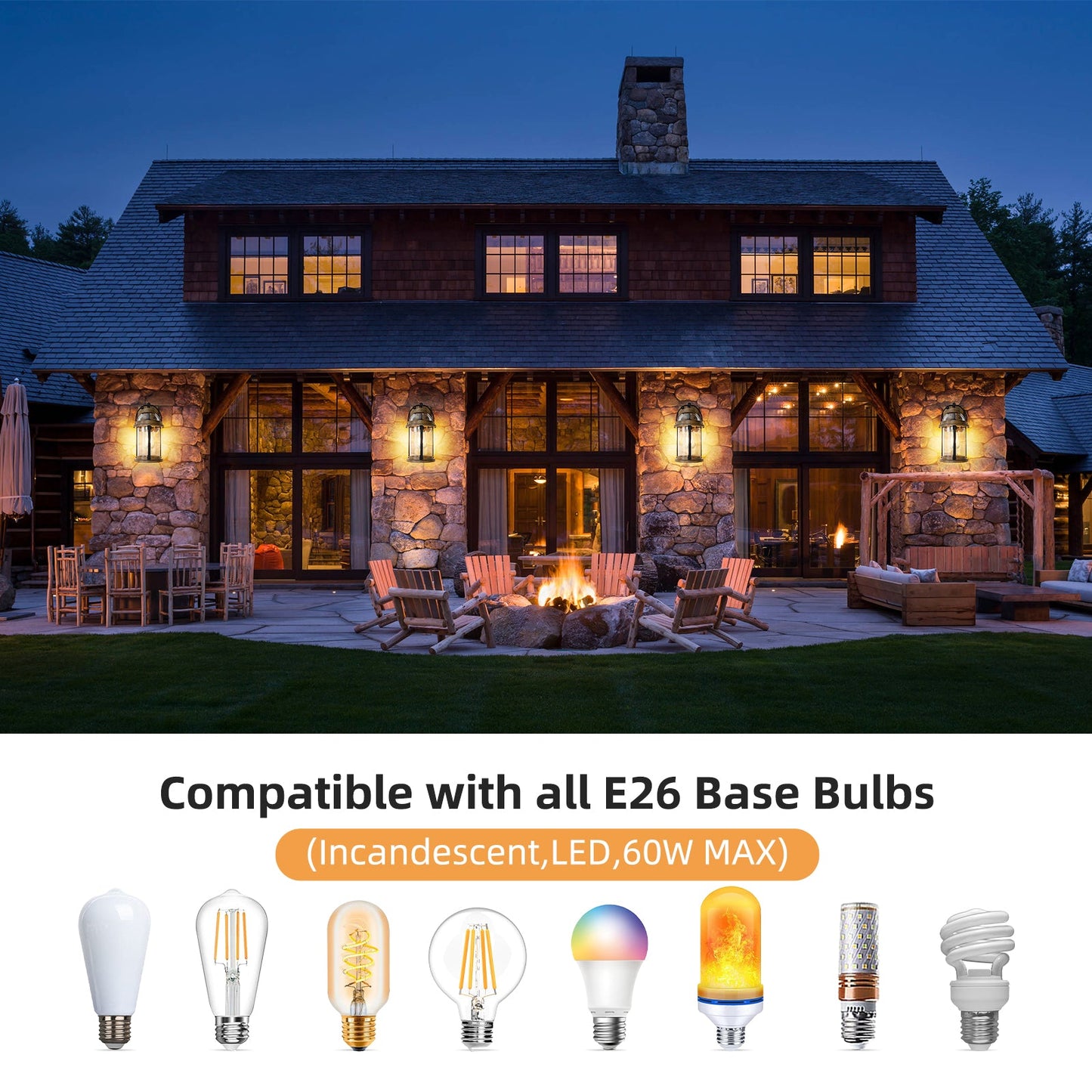 Rustic Farmhouse Wall Lanterns Dusk to Dawn Outdoor Wall Lights Waterproof Lighting Fixtures - okeli lights