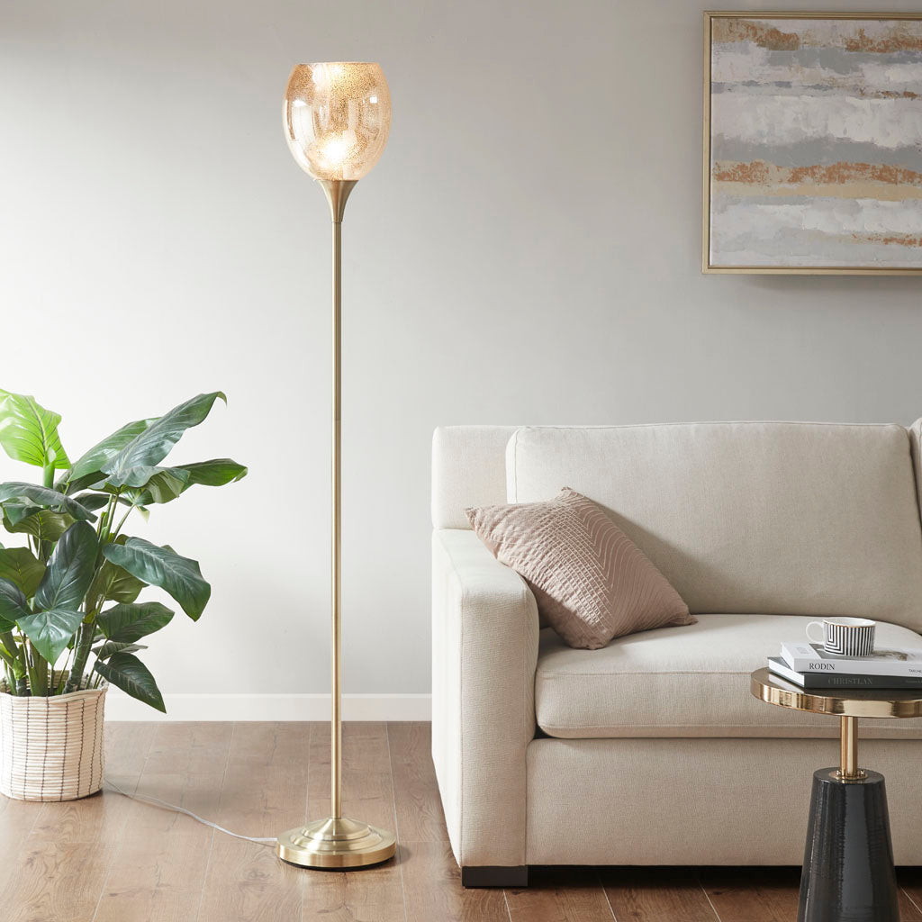 Simple Elegant Uplight Floor Lamp with Mercury Glass Shade - okeli lights