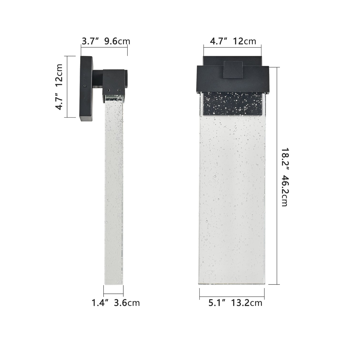 Modern Outdoor Wall Light Fixture Weatherproof LED Wall Sconce with Bubble Crystal Up and Down Lighting - okeli lights