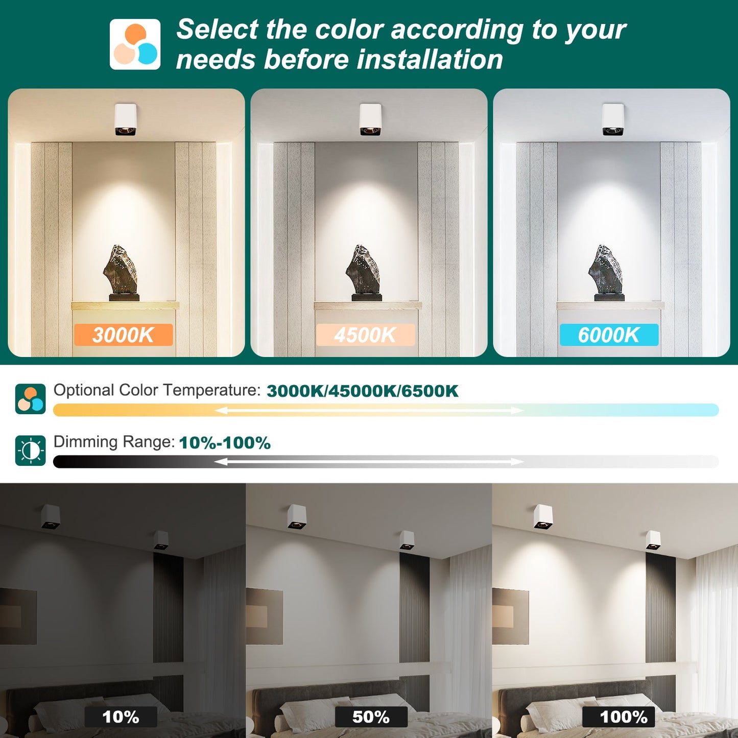 Modern LED Dimmable Ceiling Light Fixtures 20W 1300LM 2700K-6000K Cuboidal 3-pack - okeli lights