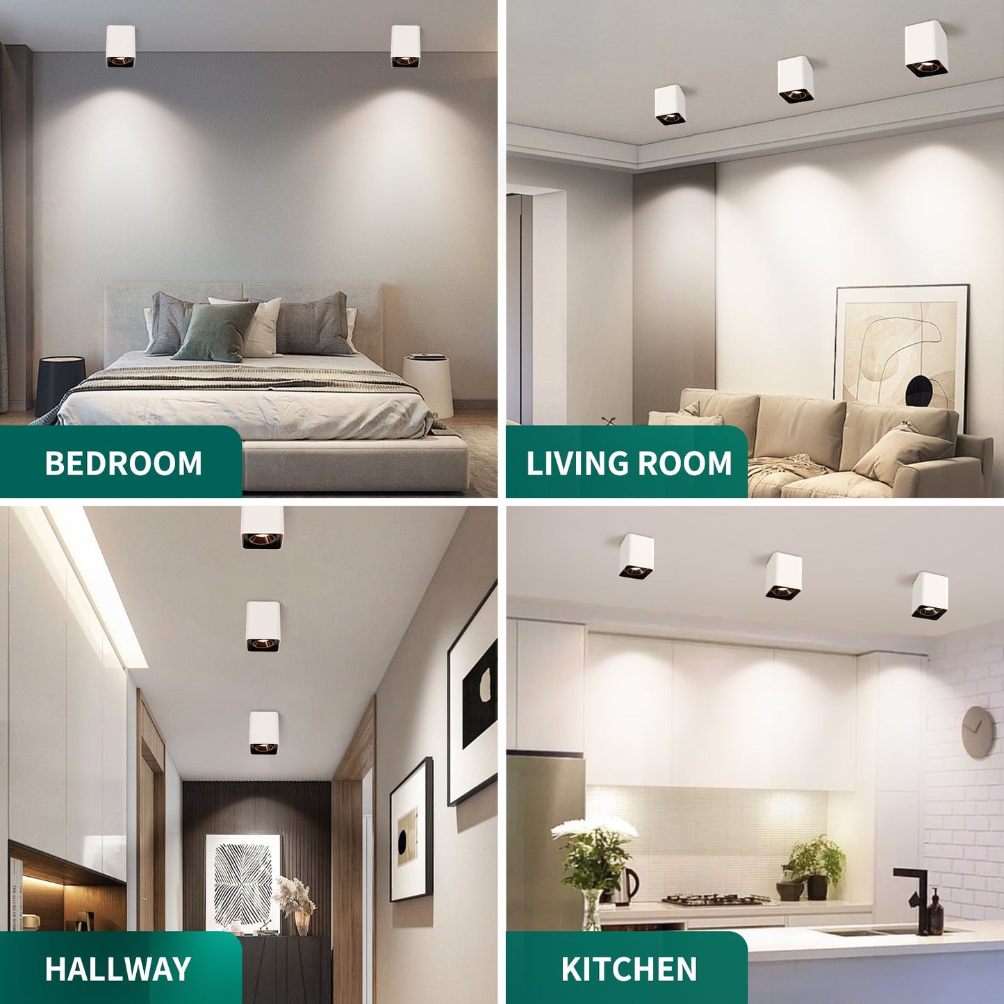 Modern LED Dimmable Ceiling Light Fixtures 20W 1300LM 2700K-6000K Cuboidal 3-pack - okeli lights