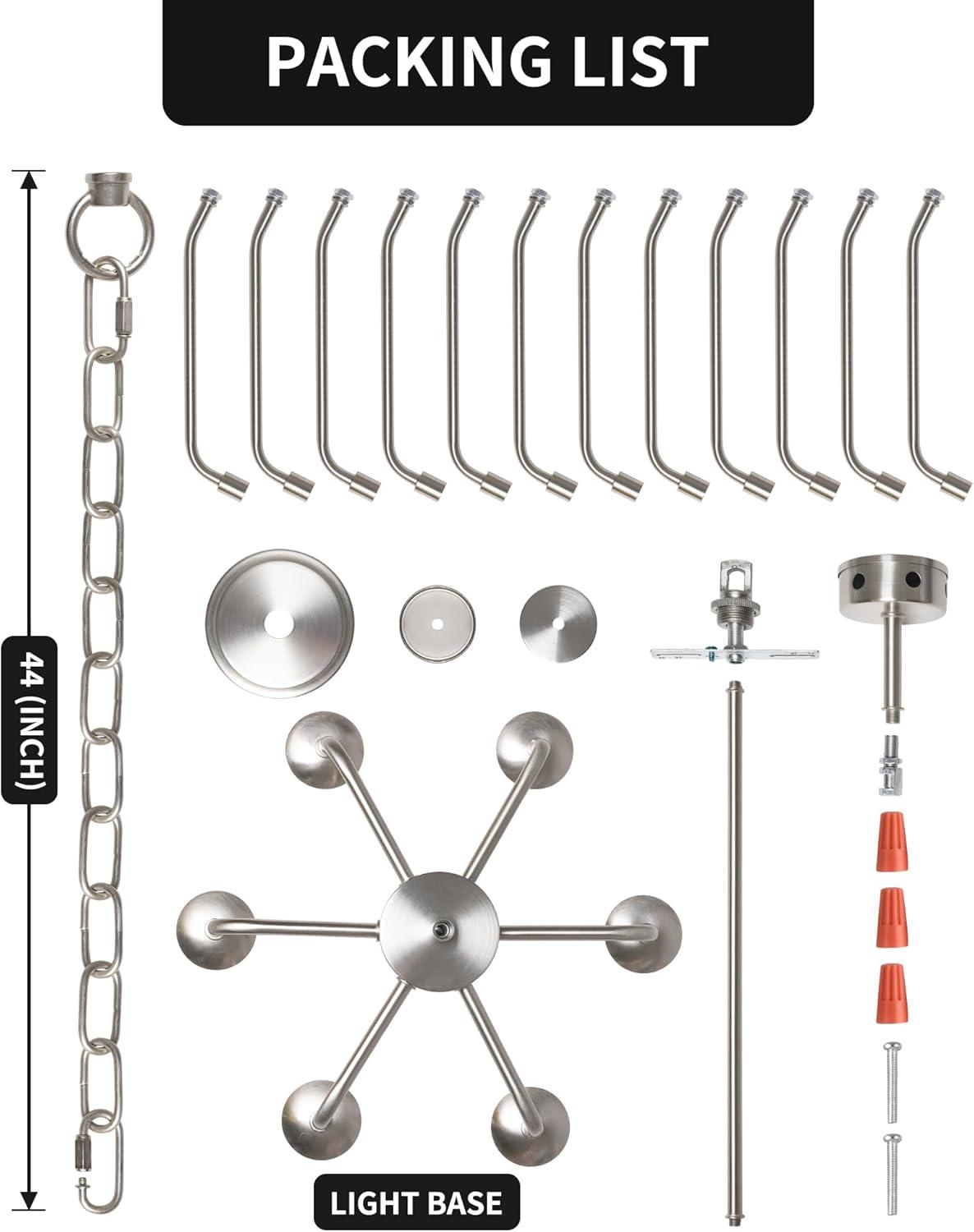 Farmhouse Chandelier 6-Light Brushed Nickel Ceiling Light - okeli lights