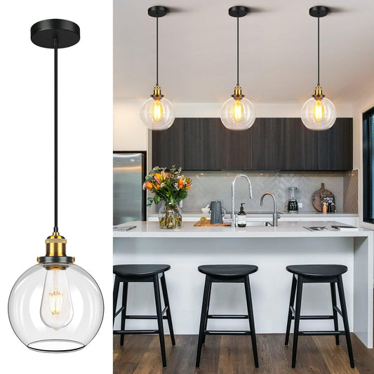 Glass Pendant Light Modern Hanging Single Dome Island Light 1-3-Pack - okeli lights
