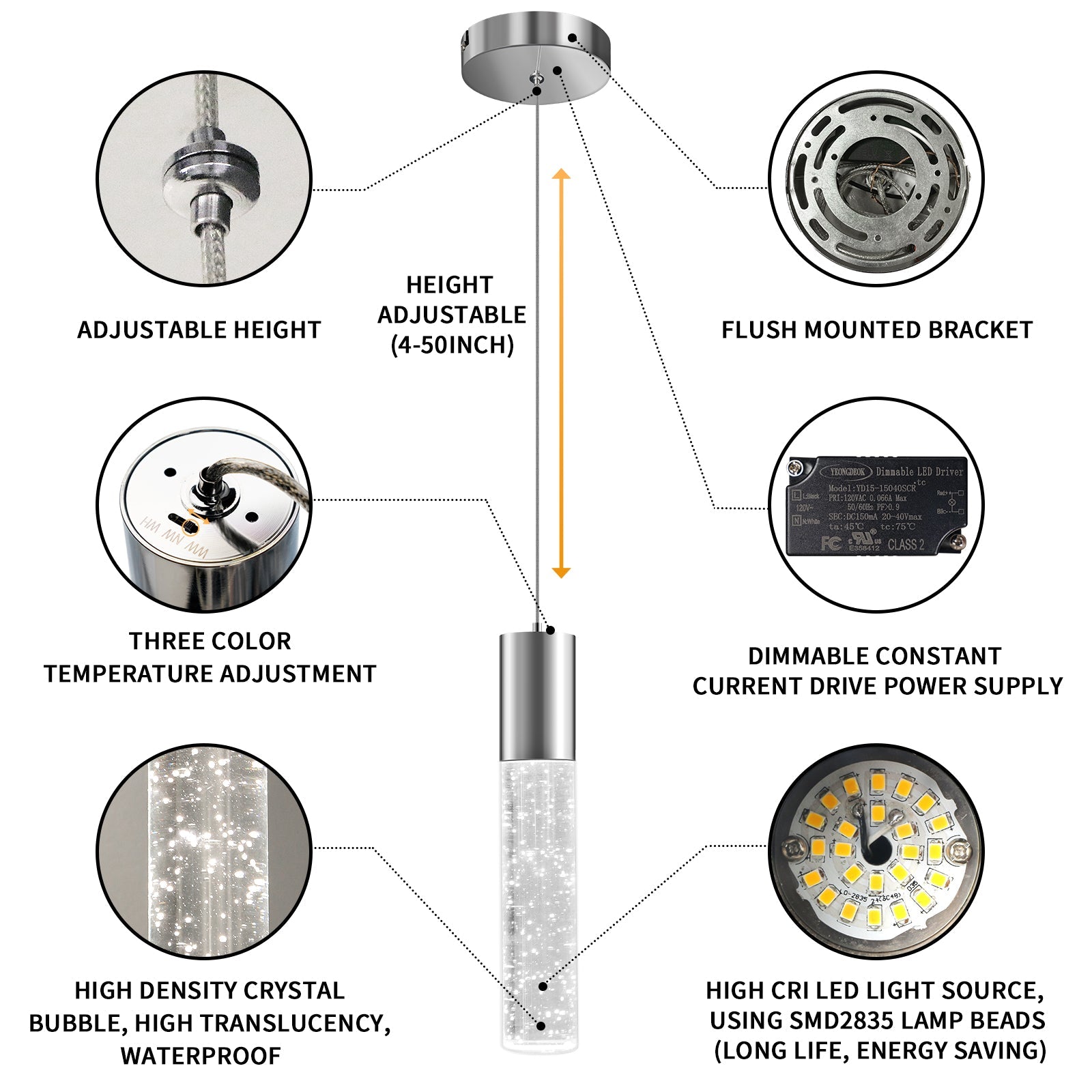 Modern Pendant Lights 3-Color Bubble Crystal Island Light 3-Pack - okeli lights