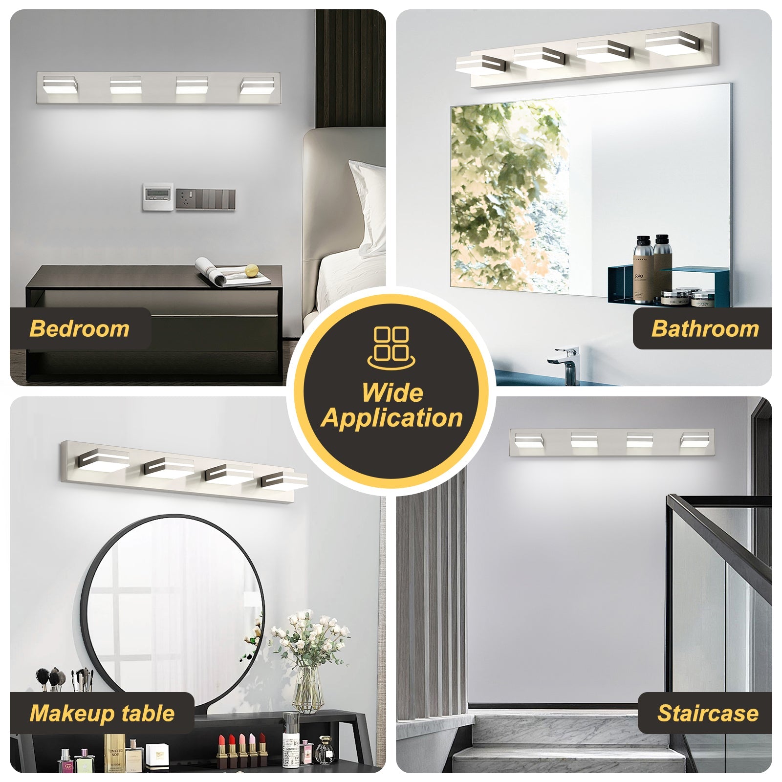Bathroom Vanity Light Fixtures Brushed Nickel LED Dimmable Modern Wall Mounted Lighting 4 Lights - okeli lights