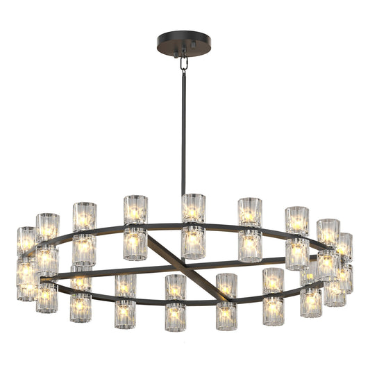 36 Inches Luxury Chandeliers Crystal Living Room Decorative Lights Simple Modern Dining Room(Bulbs Included) - okeli lights
