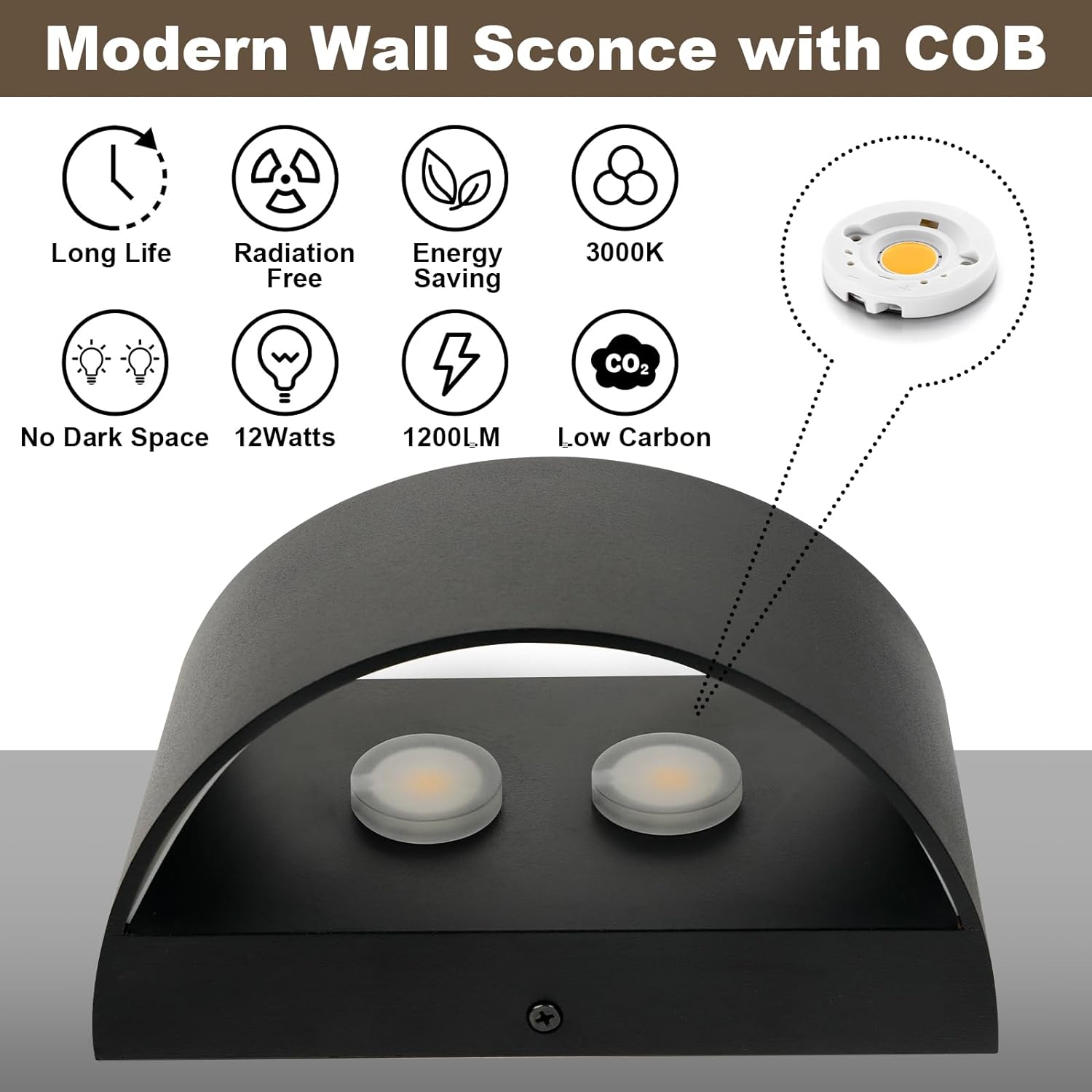 OKELI Modern Black LED Wall Sconces, 1 Pack Up and Down Indoor Wall Lights, Hardwired Sconces - okeli lights