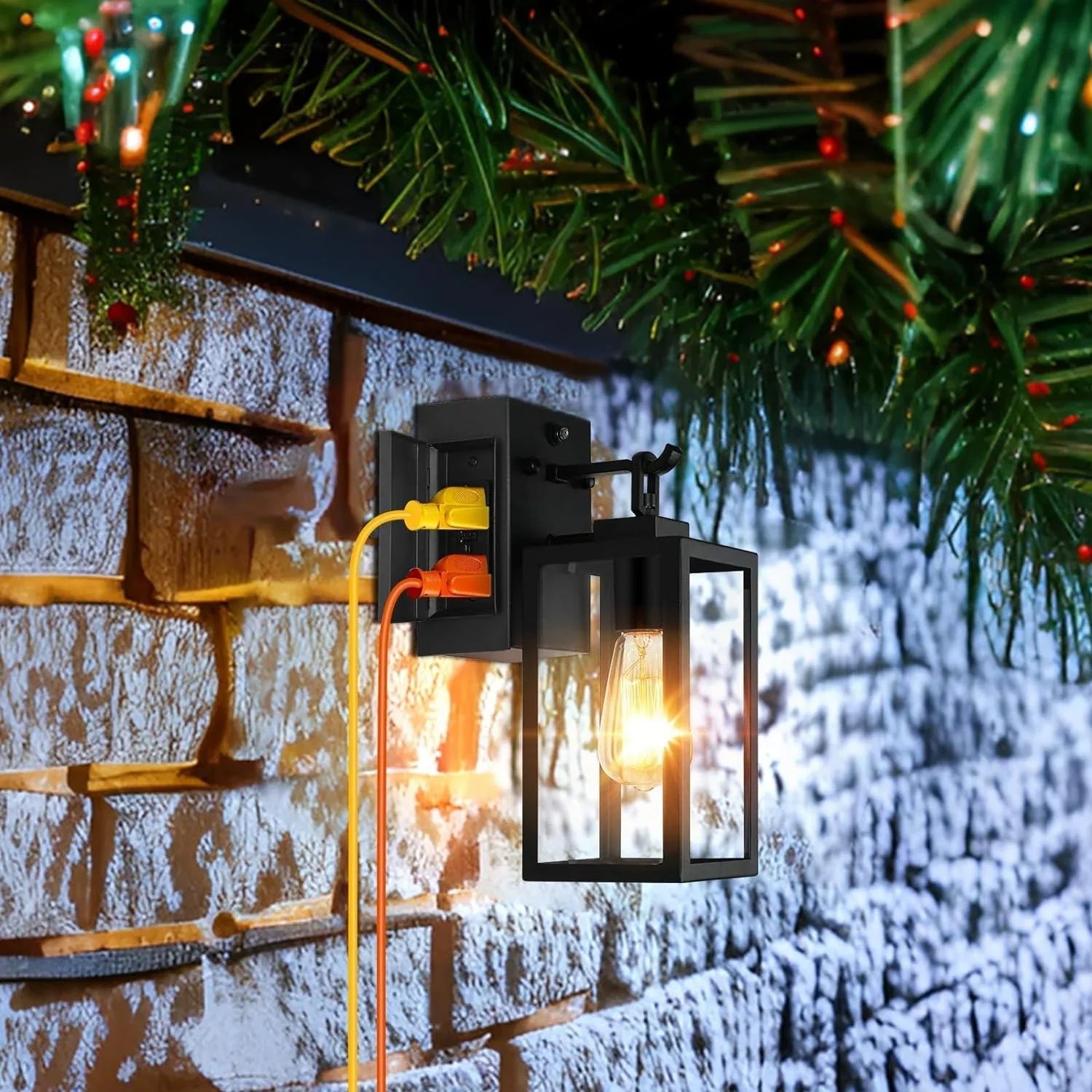 Outdoor Wall Lights 1-2-Pack Porch Lights Dusk to Dawn with GFCI Outlet - okeli lights