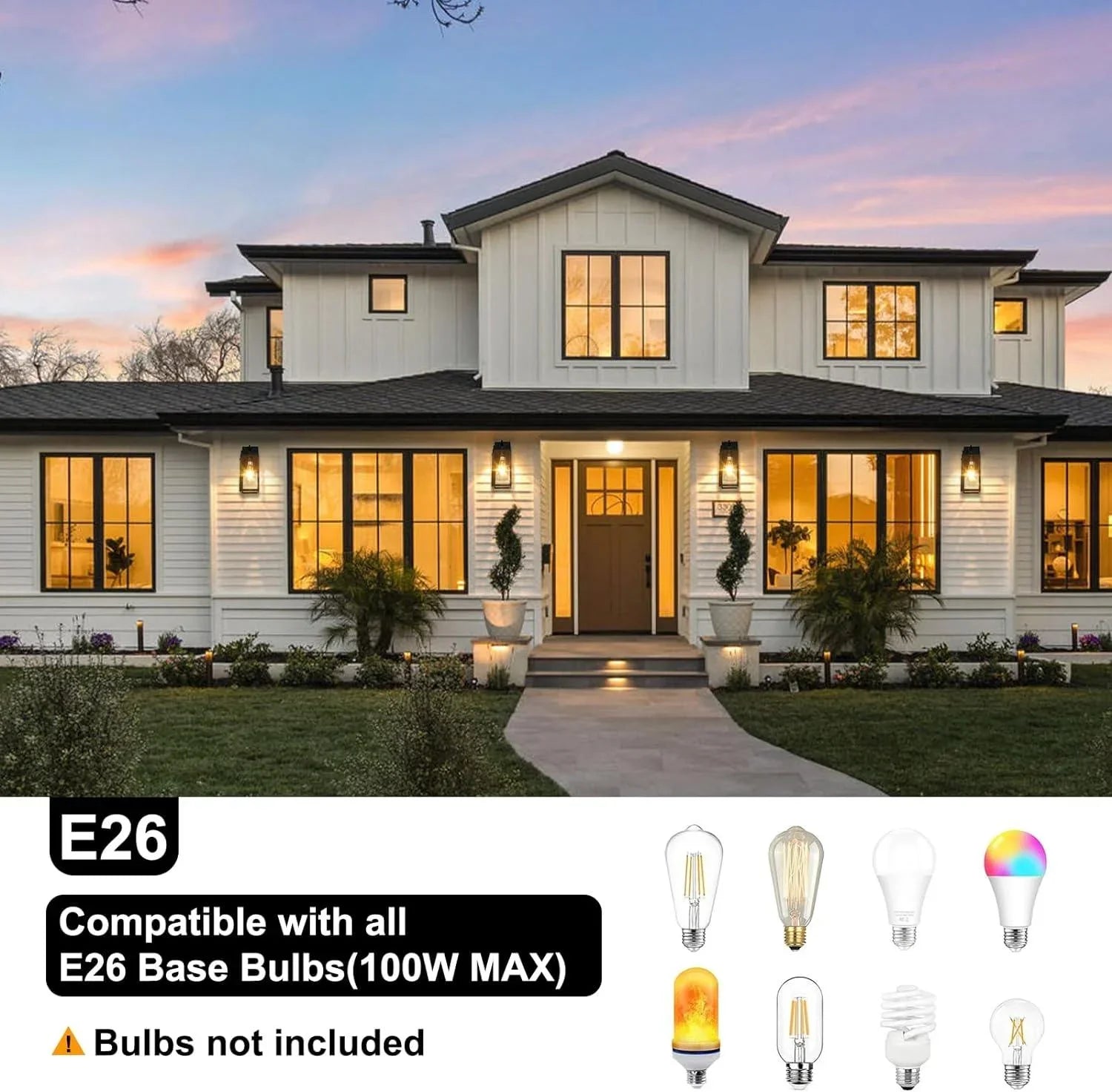 Outdoor Wall Lights 1-2-Pack Porch Lights Dusk to Dawn with GFCI Outlet - okeli lights