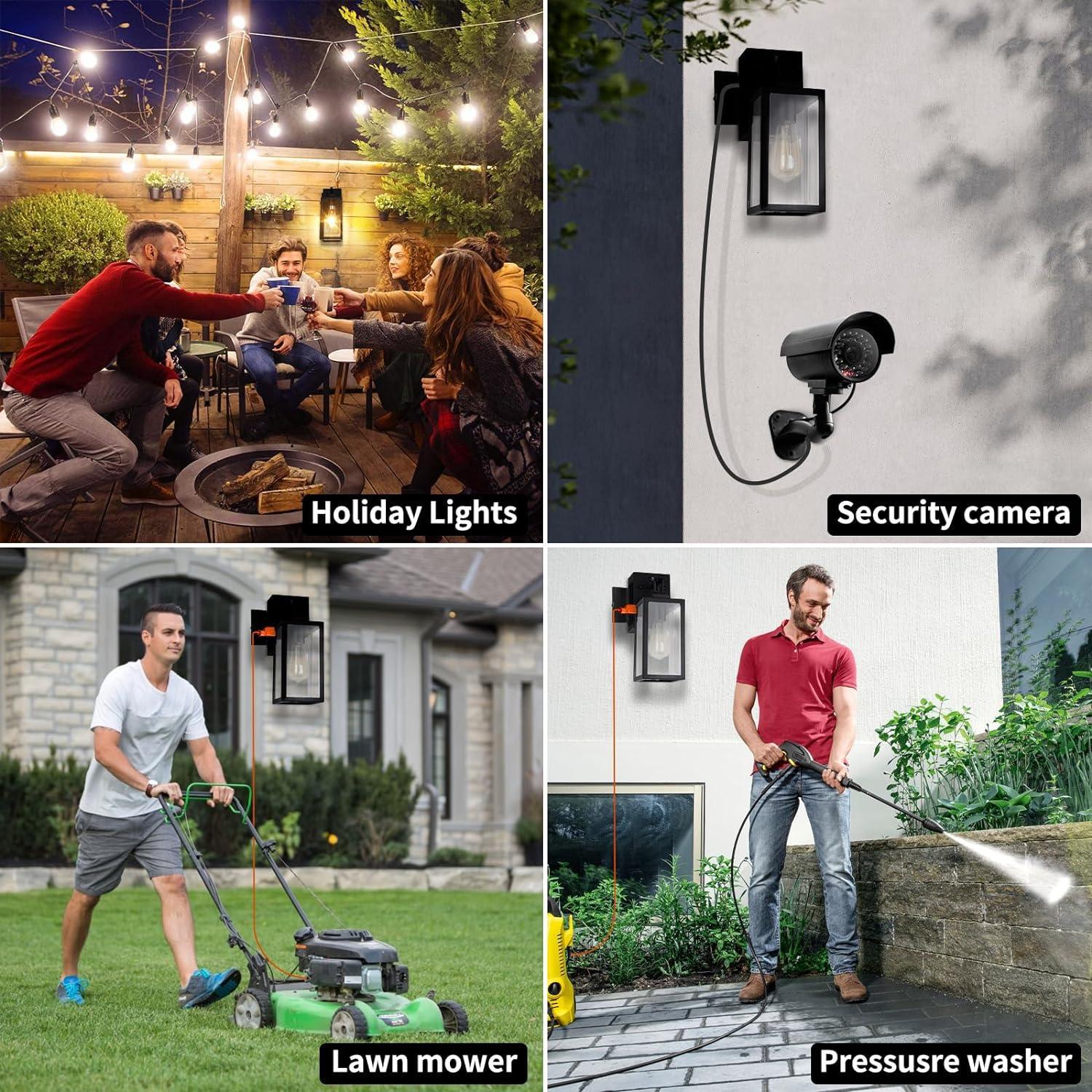 Outdoor Wall Lights 1-2-Pack Porch Lights Dusk to Dawn with GFCI Outlet - okeli lights