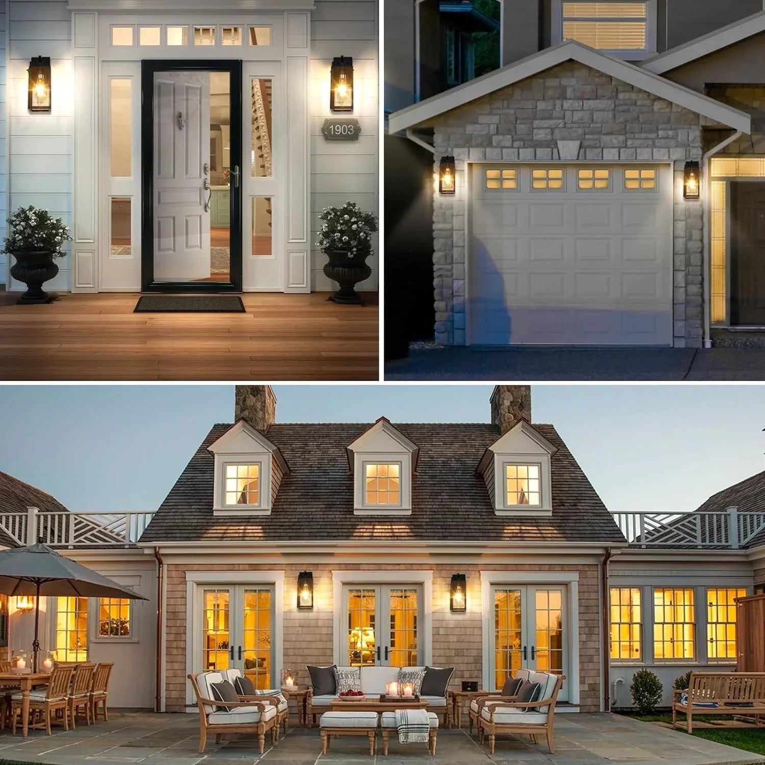 Outdoor Wall Lights 1-2-Pack Porch Lights Dusk to Dawn with GFCI Outlet - okeli lights