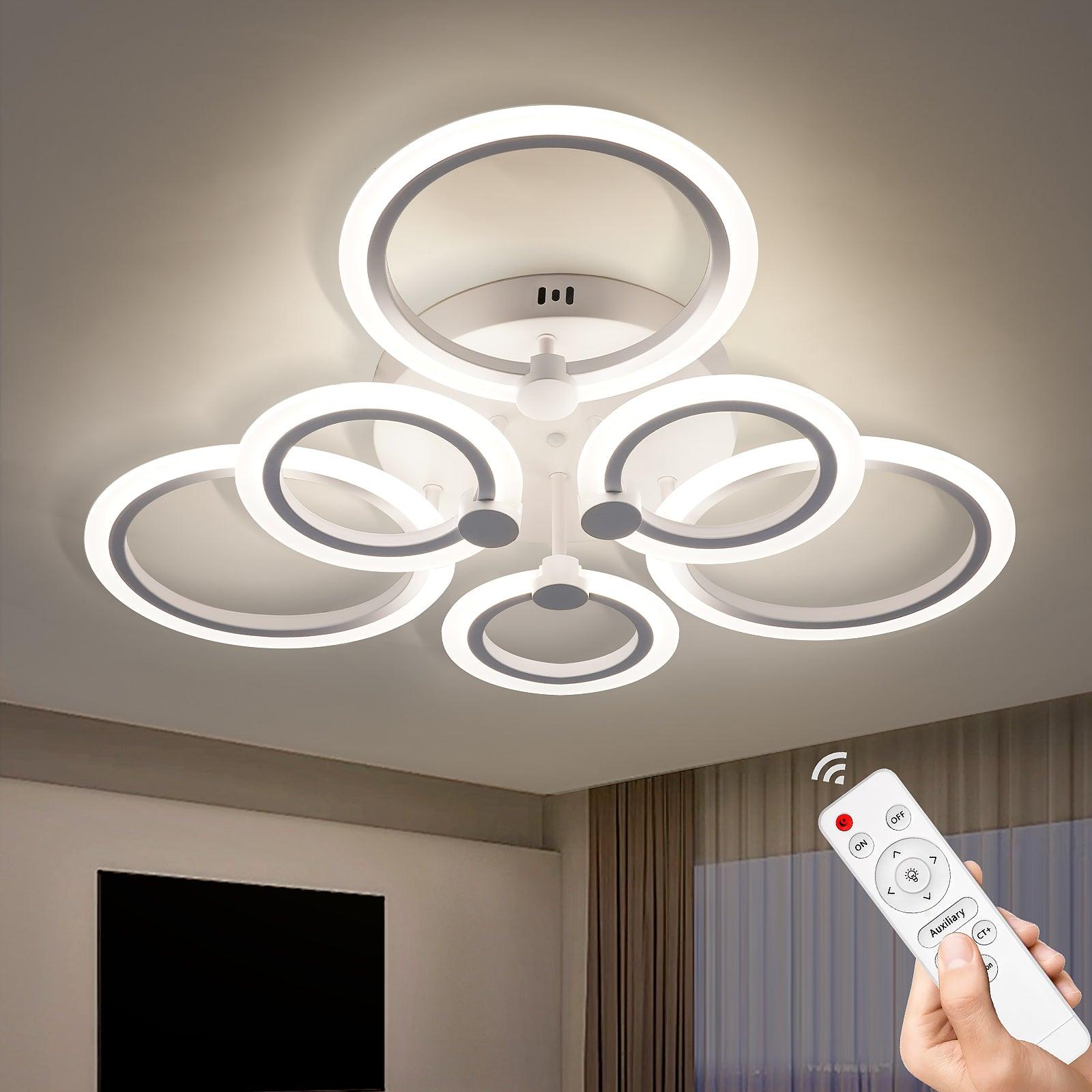 Modern LED Ceiling Light Dimmable 6 Rings Flush Mount Fixtures - okeli lights