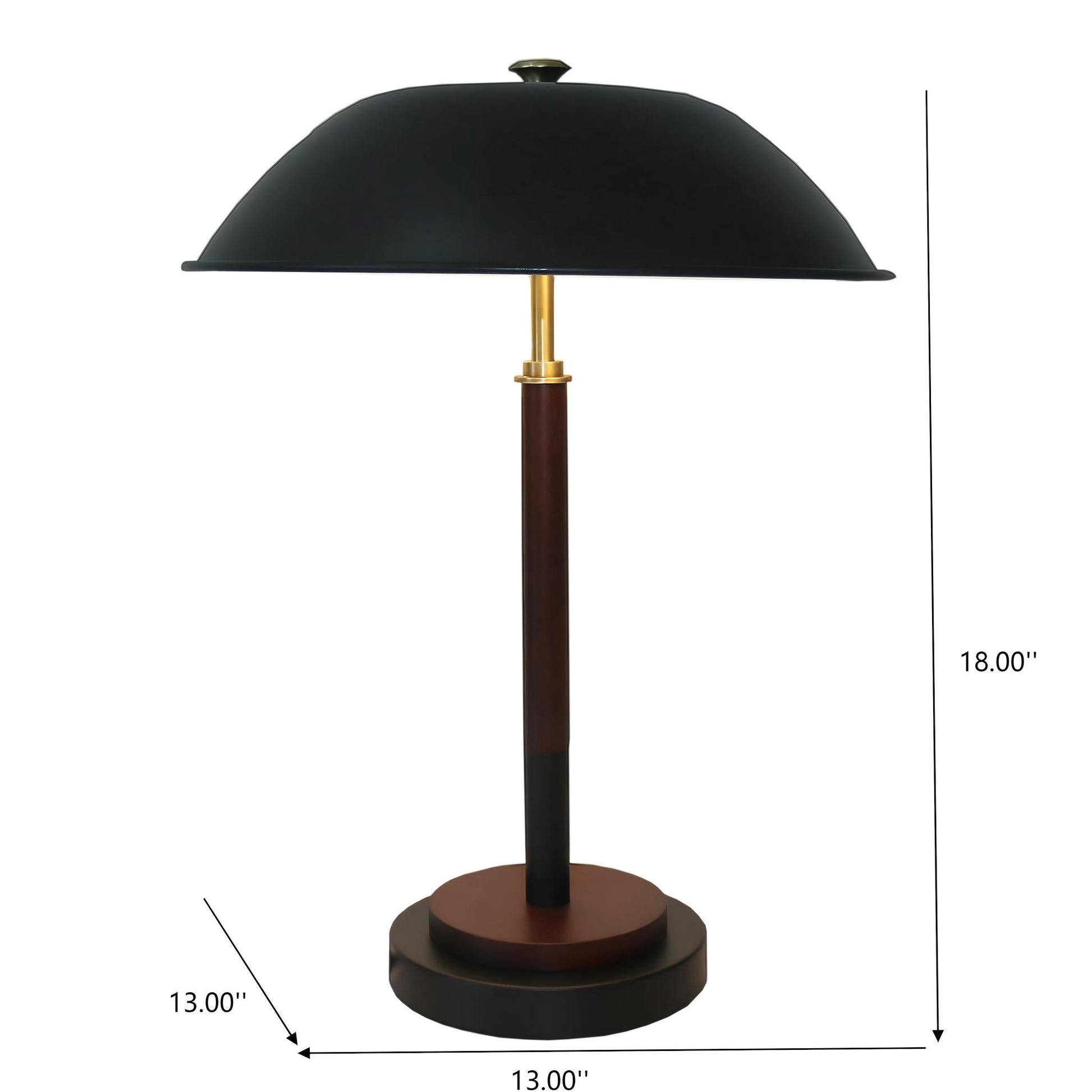 Black Umbrella Shaped Table Lamp Walnut Finish Bronze 110V - okeli lights