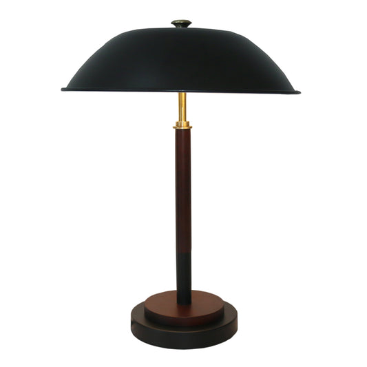 Black Umbrella Shaped Table Lamp Walnut Finish Bronze 110V - okeli lights