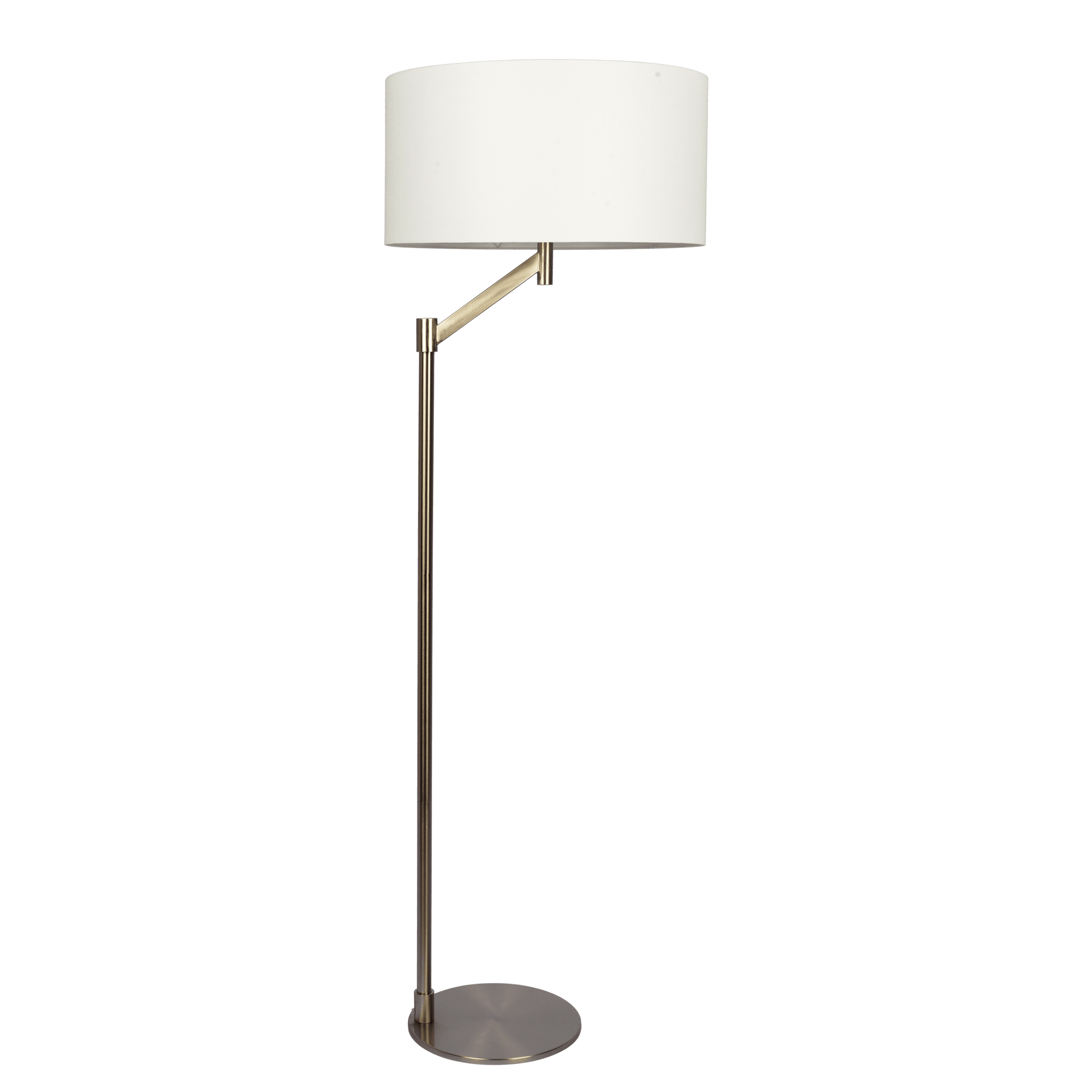 Brushed Nickel Floor Lamp with Rotary Switch Metal Base White Linen Shade - okeli lights