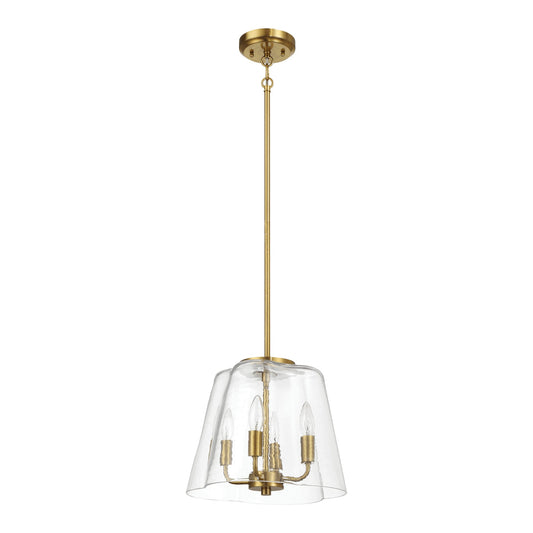 Candle Lights Pendant With Clear Glass Satin Brass 4-light - okeli lights