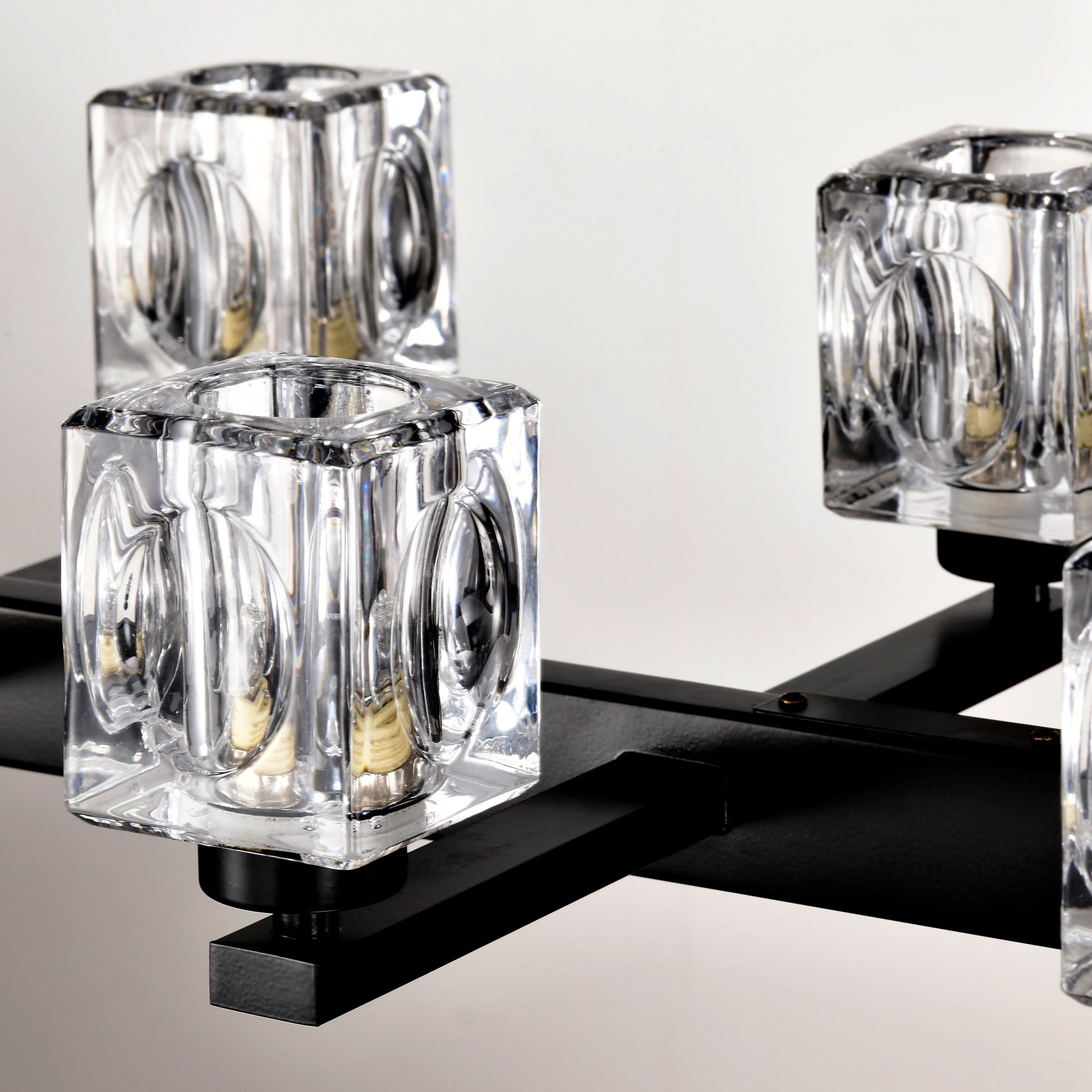 Chandelier for Dining Room, 10-Light Black Farmhouse Linear Pendant Light Fixture, Modern Crystal Hanging Lighting - okeli lights
