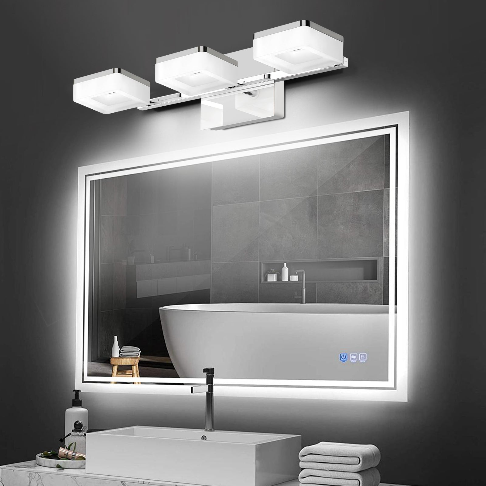 Dimmable Bathroom Vanity Light Fixtures 3-Light Chrome Bubble Crystal Modern LED - okeli lights