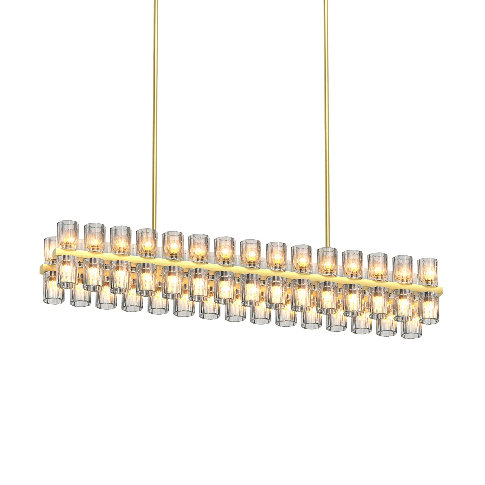 Crystal Brass Rectangle Chandeliers for Dining Room Gold Farmhouse Includes 60XG4 Bulbs - okeli lights