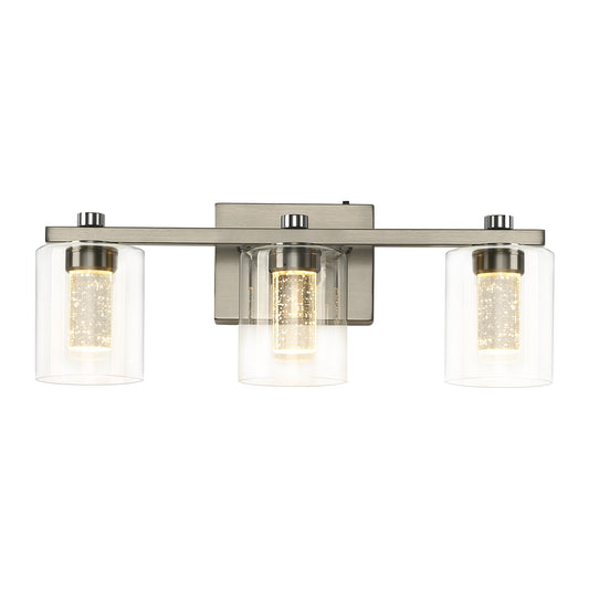 3-Light Bathroom Light Fixtures Crystal Brushed Nickel Over Mirror LED Vanity Lights Dimmable Wall Lamp - okeli lights
