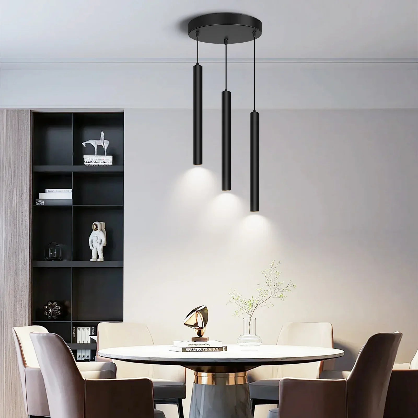 Dimmable LED Round 3-Light Pendant Light 30W 2300LM Modern Island Light Fixture - okeli lights