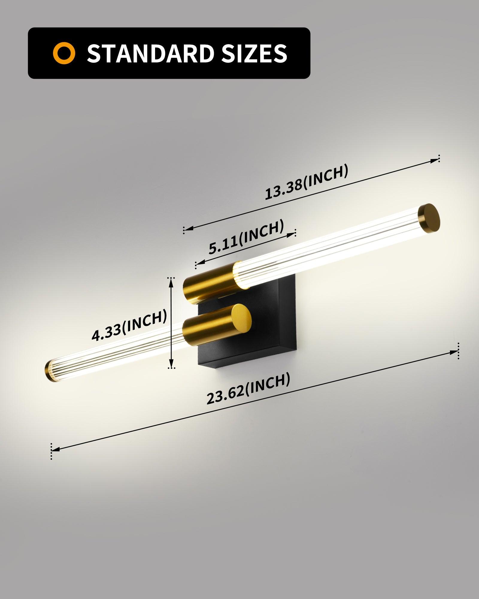 Black and Gold Bathroom Light Fixture Modern Vanity Light 360° Over Mirror - okeli lights