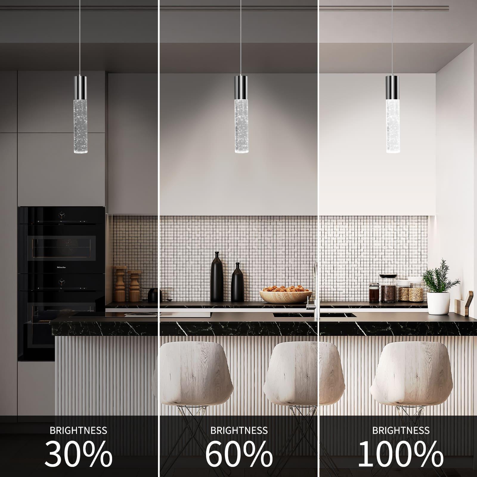OKELI Modern Pendant Light, LED Bubble Crystal Kitchen Island Lights Fixtures, Chrome Mini Single 1-Pack - okeli lights