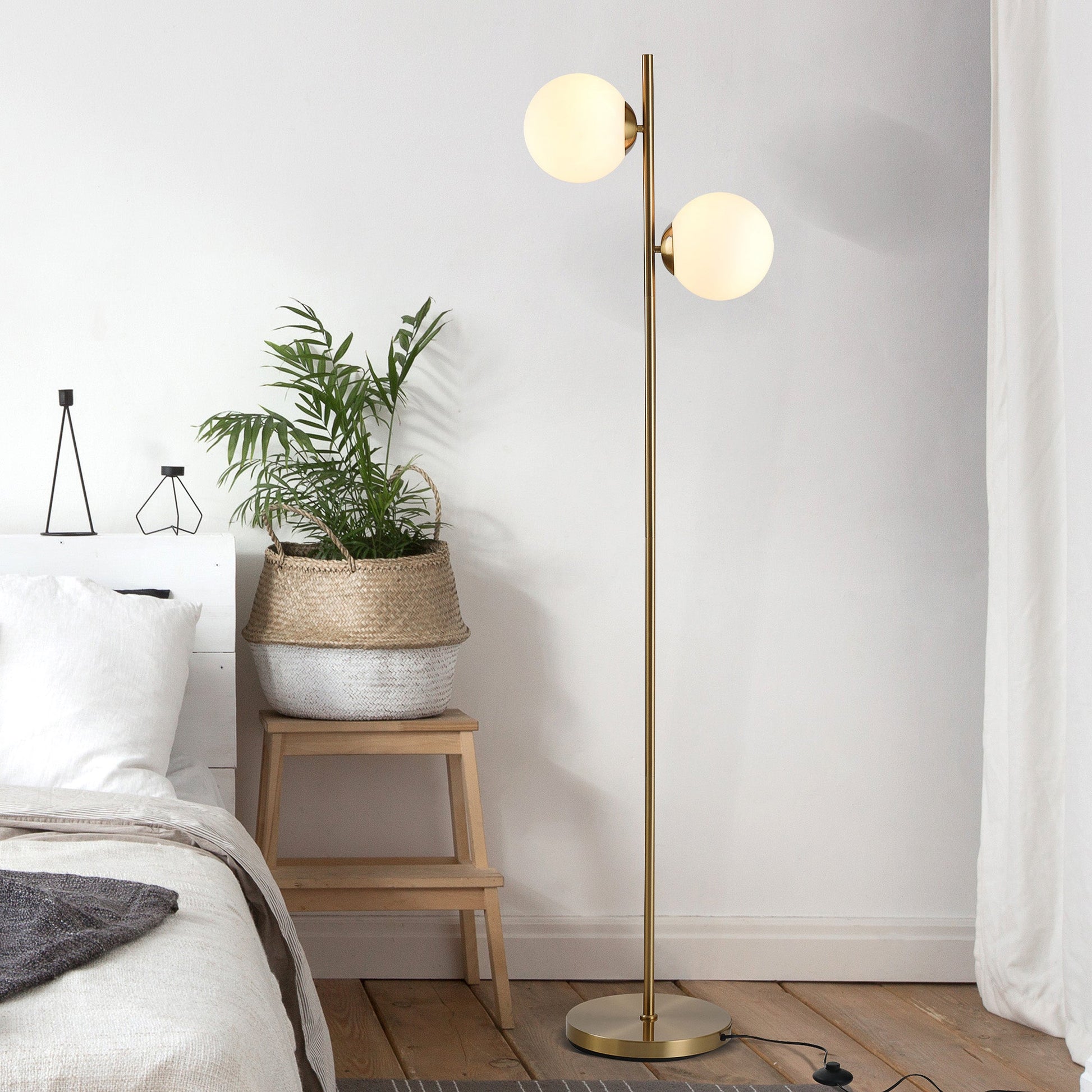 Floor Lamp Glass Light Shade Modern Classic Portable Decorative Lighting White - okeli lights
