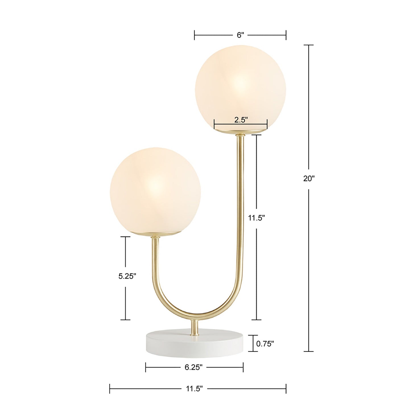 Metal 2-Light Frosted Glass Globe Table Lamp - okeli lights