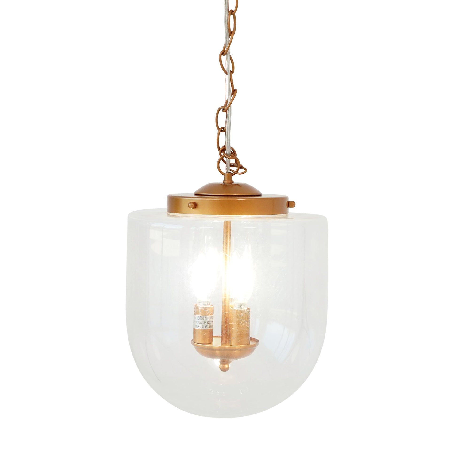 Globe Pendant Lamp Coarse Gold and Clear Glass - okeli lights