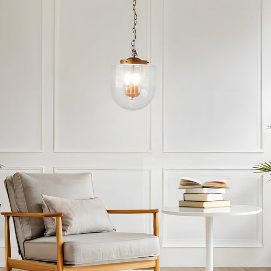 Globe Pendant Lamp Coarse Gold and Clear Glass - okeli lights