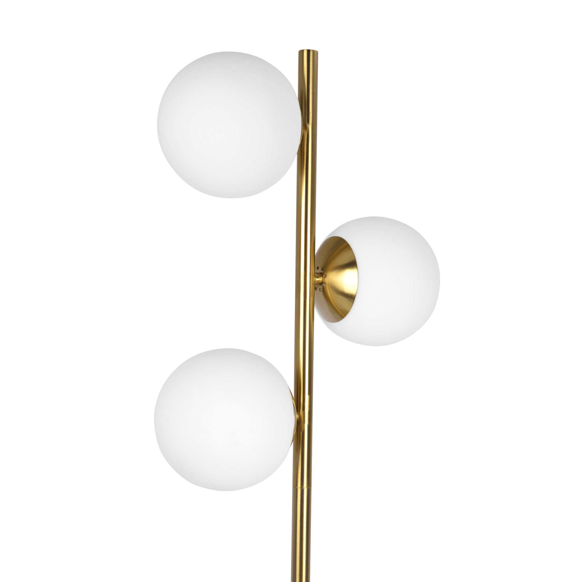 Gold Brush Floor Lamp Opal Glass Shades and Round Metal Base - okeli lights