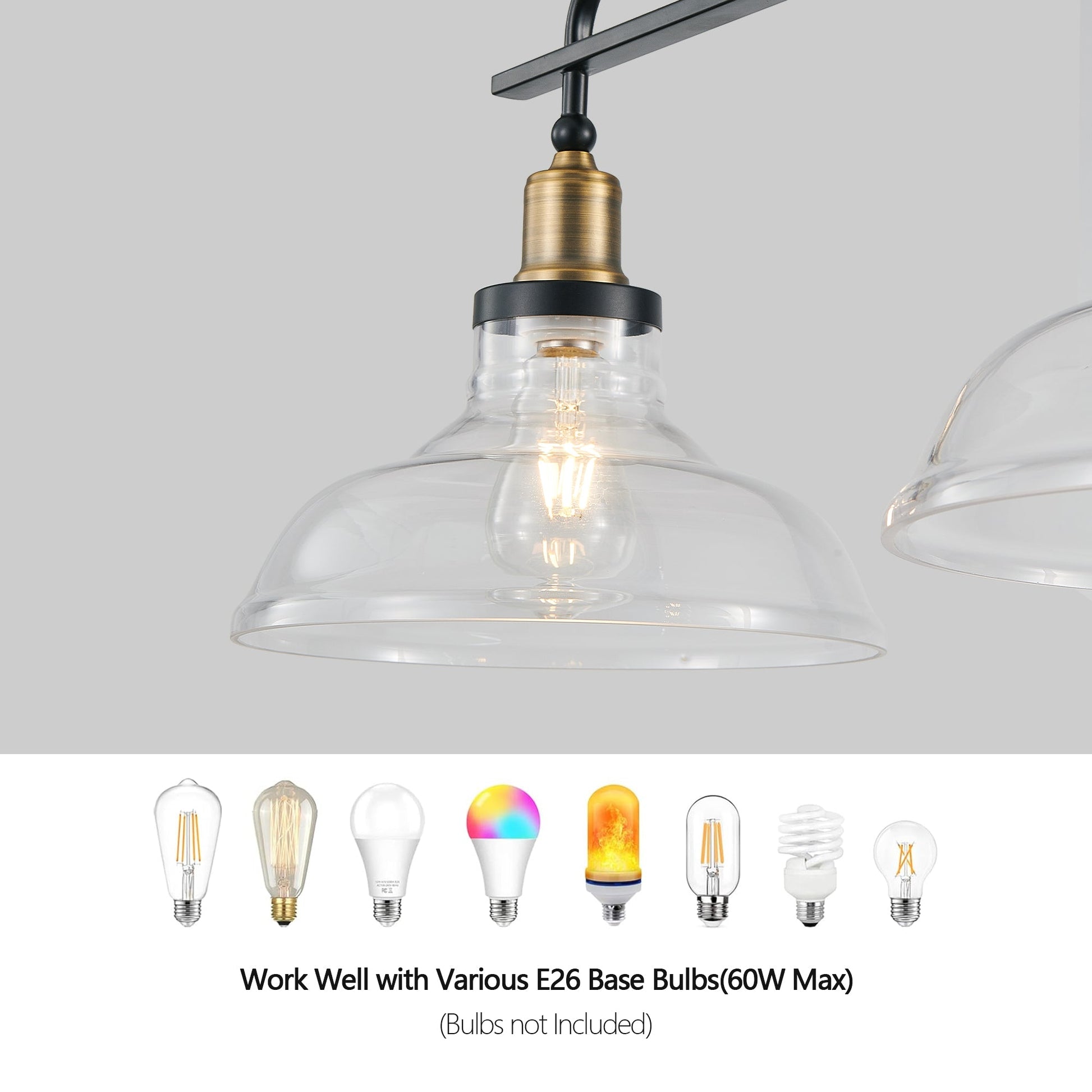 45" Industrial 3-Light Pendant Chandelier with Clear Glass Shades, Adjustable Height, Farmhouse Lighting - okeli lights