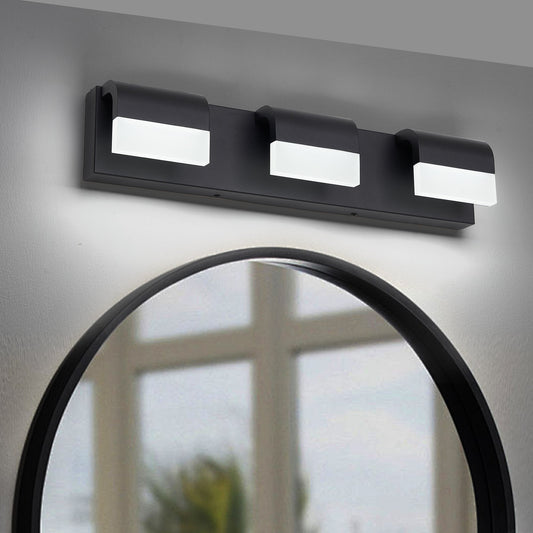 LED Contemporary Vanity Lights Fixture Bathroom Wall Light Over Mirror Matt Black 3-4-5-6Lights Dimmable - okeli lights