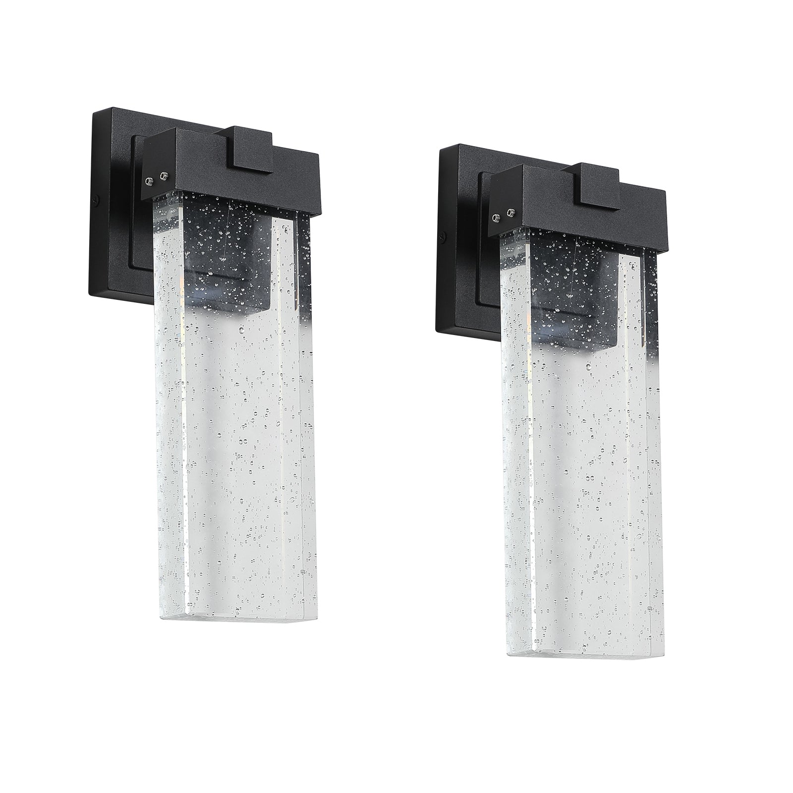 2-Pack Outdoor Wall Light Fixture Weatherproof LED Wall Sconce with Bubble Crystal and Light Sensor 12W - okeli lights