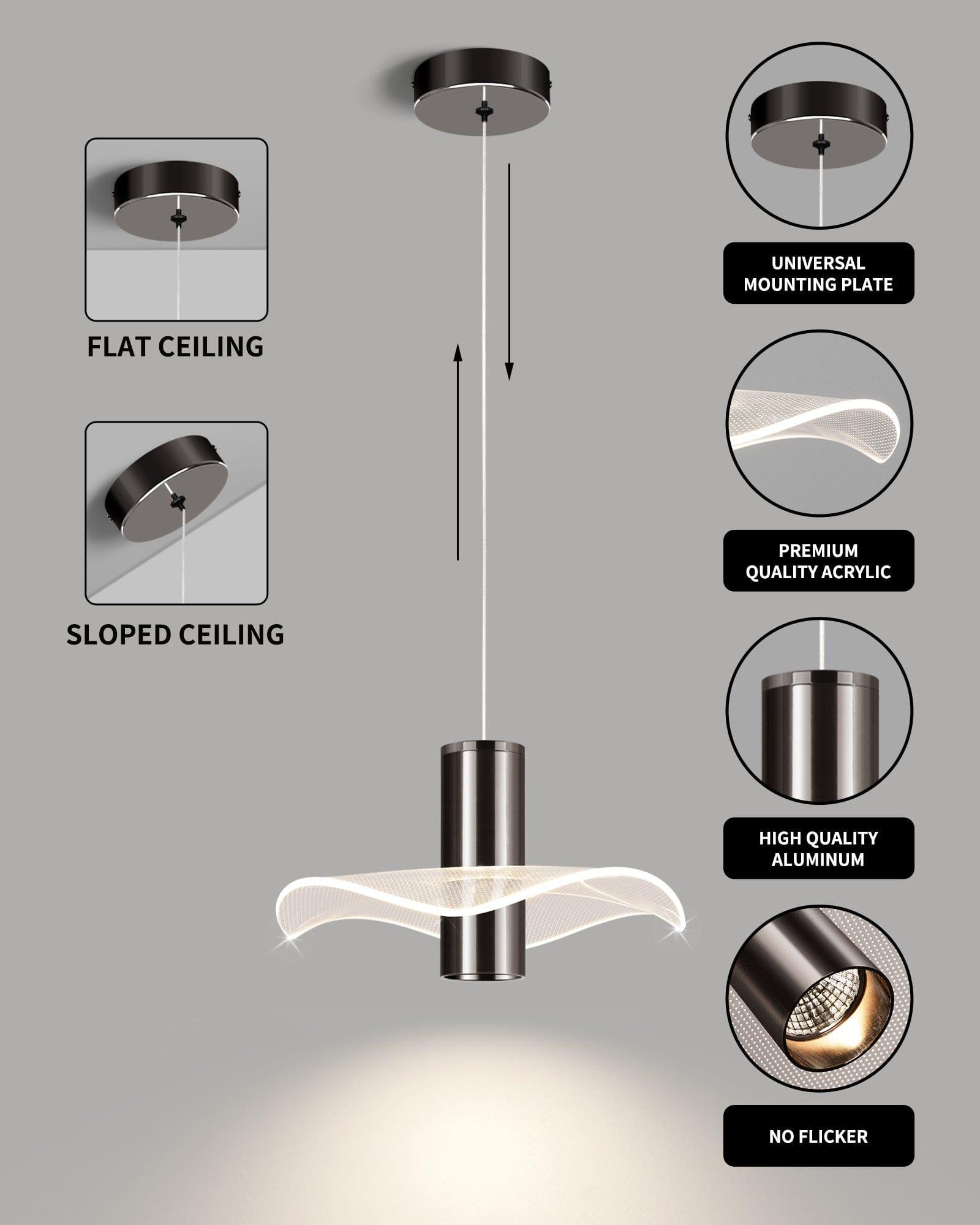 OKELI Modern Pendant Light Kitchen Island Black Dimmable LED - okeli lights
