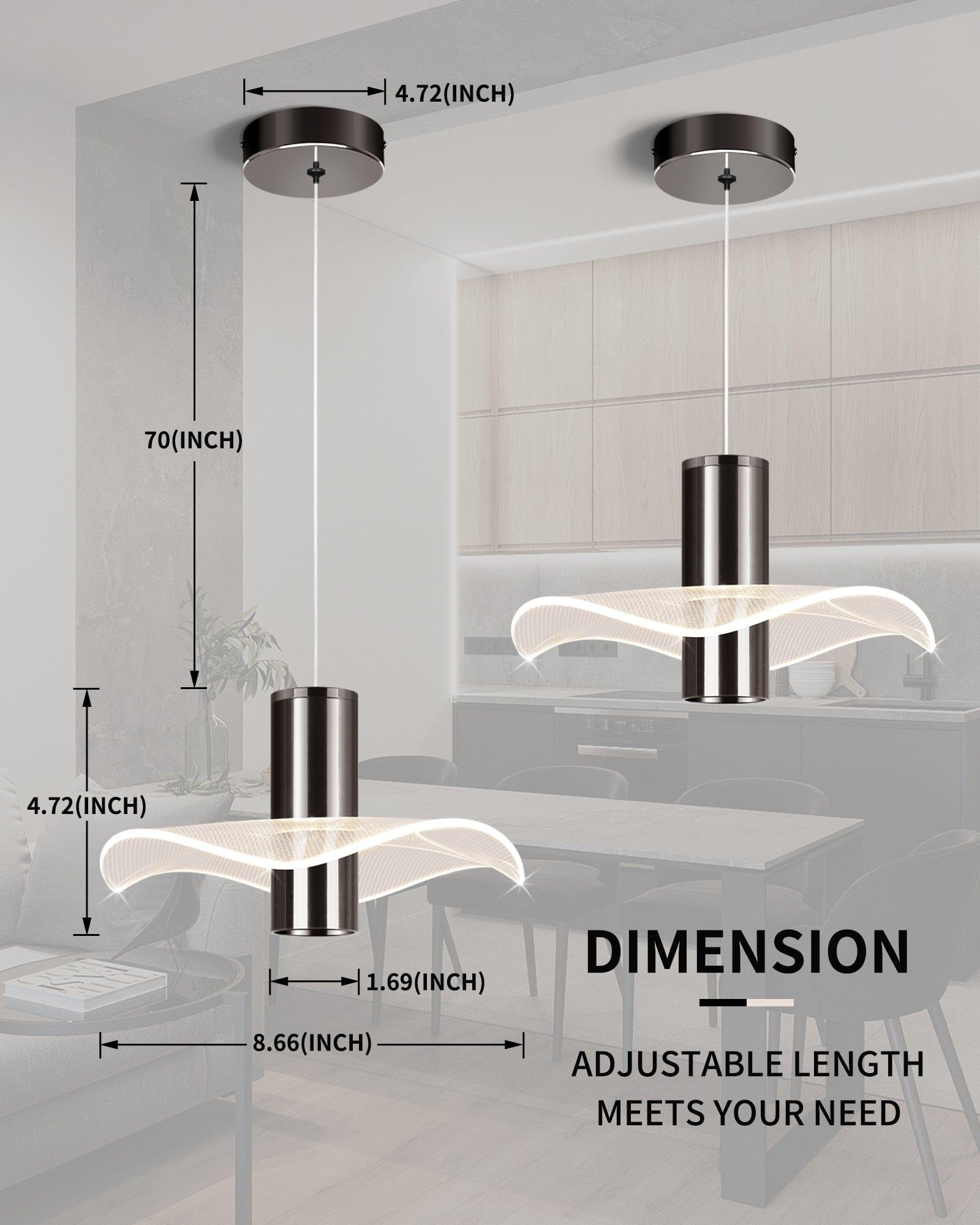OKELI Modern Pendant Light Kitchen Island Black Dimmable LED - okeli lights