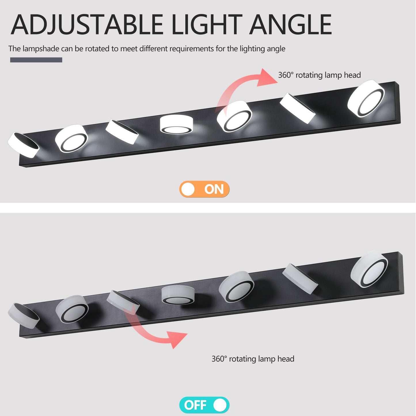Modern LED Vanity Light Fixture 7-6-5-4-Light Black Bathroom Wall Sconce Dimmable - okeli lights