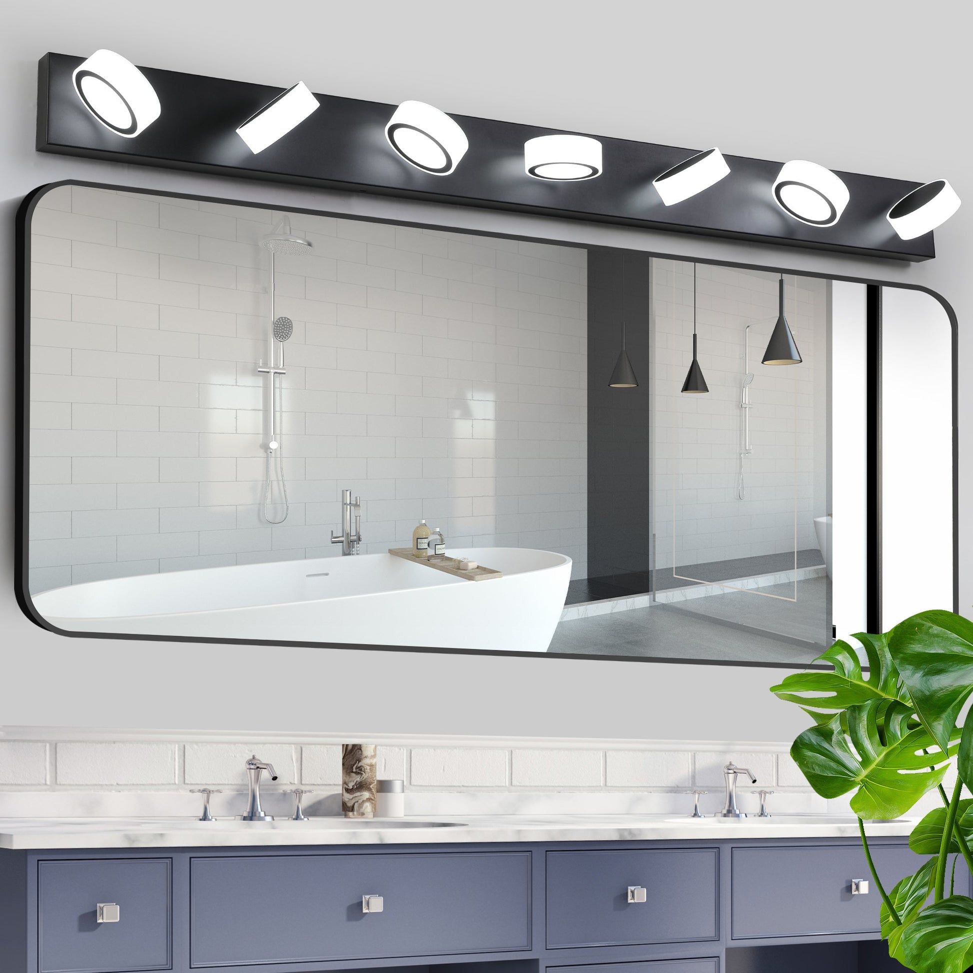 Modern LED Vanity Light Fixture 7-6-5-4-Light Black Bathroom Wall Sconce Dimmable - okeli lights